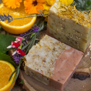 Wildflowers & Oats Soap Safety Assessed and Certified 100% Natural Vegan Handmade Soap Cold Process Bean and Boy Soap image 3