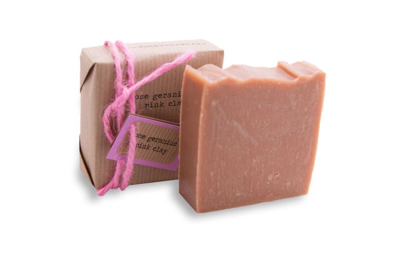 Rose Geranium & Pink Clay Soap Certified 100% Natural Pure Vegan Handmade Soap Cold Process Bean and Boy Soap image 4