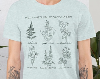 Willamette Valley Native Plants Short Sleeve Unisex T-shirt