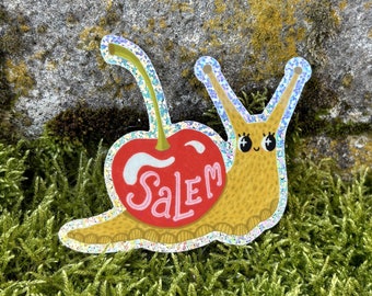 Chemeketa Community College Student Design - Salem Cherry Snail - Glitter Sticker - 3"