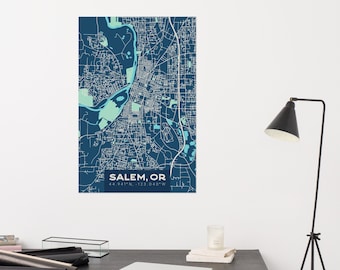 Salem Oregon Map Poster