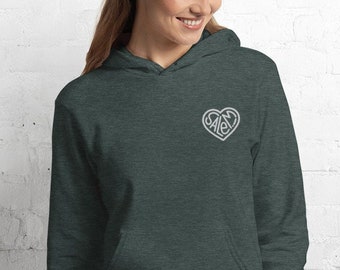 Unisex Hoodie - Embroidered Salem Heart