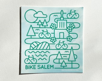 Bike Salem Oregon Square Vinyl Sticker - 3"
