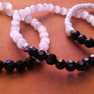 Black and White Beaded Bracelet, Set of 3