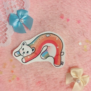 Long Rainbow Bear Sticker