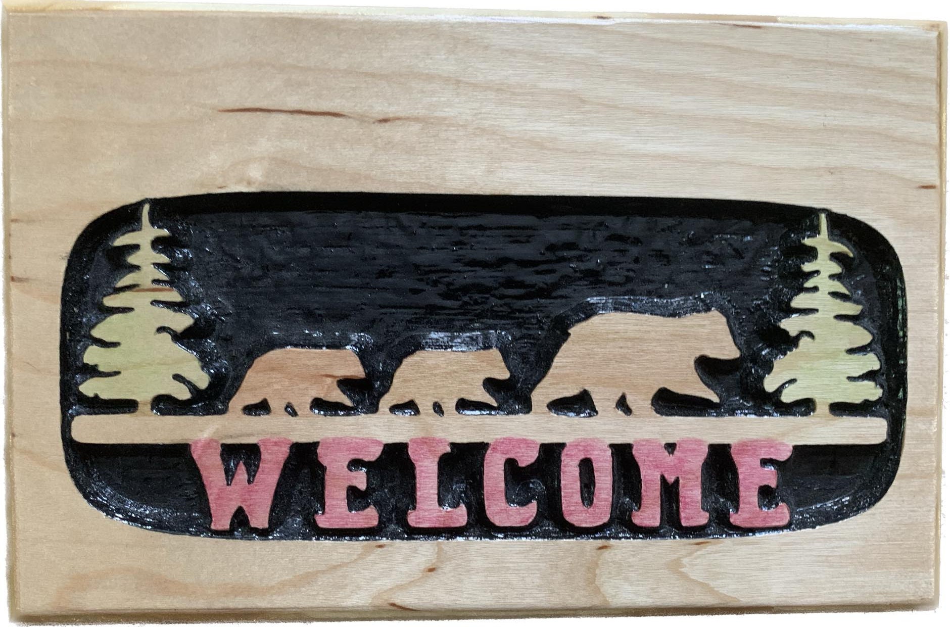 Carved Welcome Sign Featuring Bears - Etsy