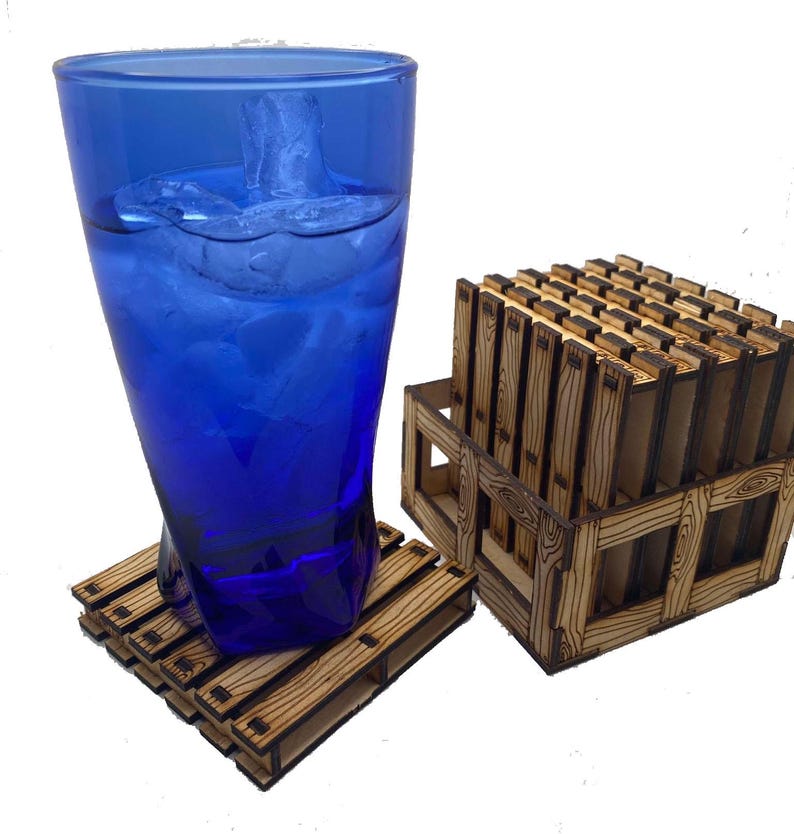 Mini Pallet Coasters With Wood Crate Holder, Set of 6 - Etsy