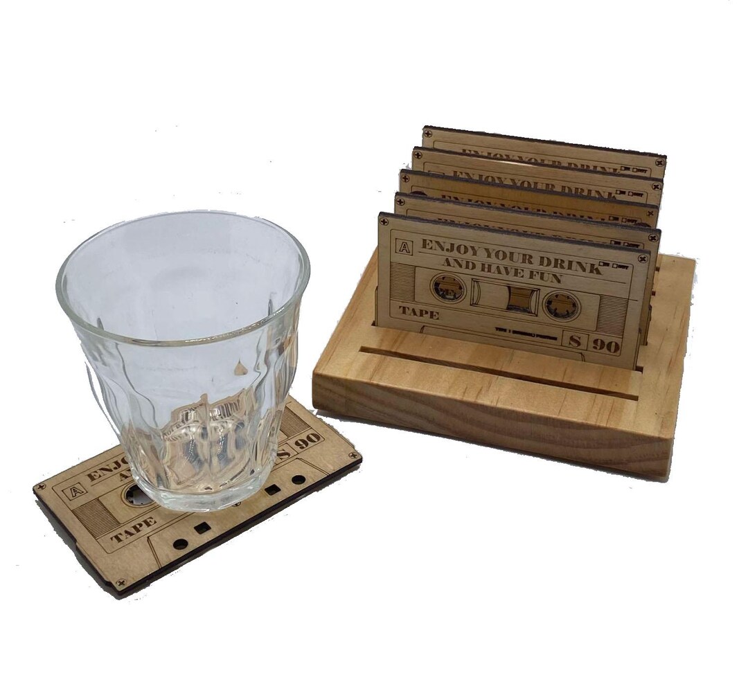 Retro Vibes, Modern Craftsmanship: Wooden Cassette Coasters Perfect for ...