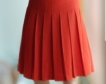 Vintage 1960s Red Pleated Hammer Modell skirt 1940s look A line Skirt