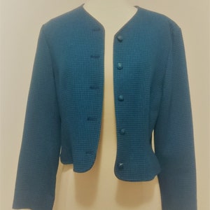 Vintage 1950s/ 1960s Pendleton Wool Blue Houndstooth Jacket image 7