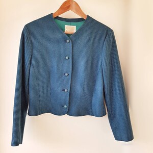 Vintage 1950s/ 1960s Pendleton Wool Blue Houndstooth Jacket image 4
