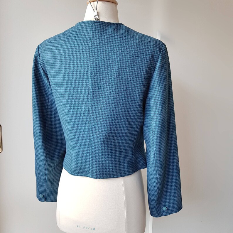 Vintage 1950s/ 1960s Pendleton Wool Blue Houndstooth Jacket image 2