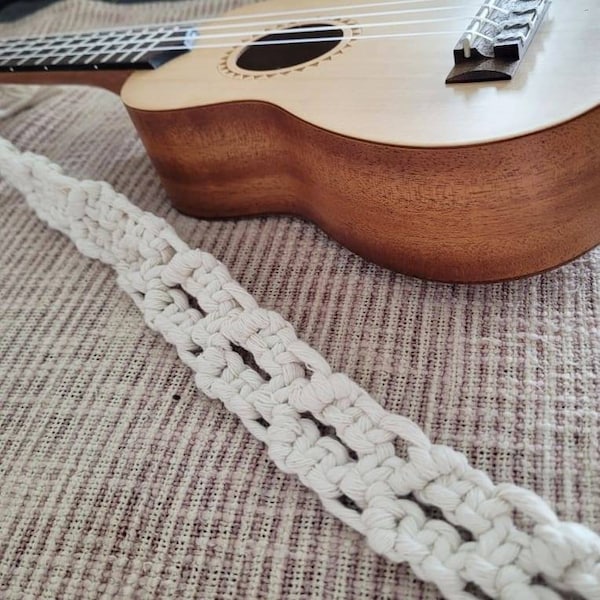 Ukulele strap, Guitar carrying strap, Modern Macrame, Boho instrument strap, Handmade gift