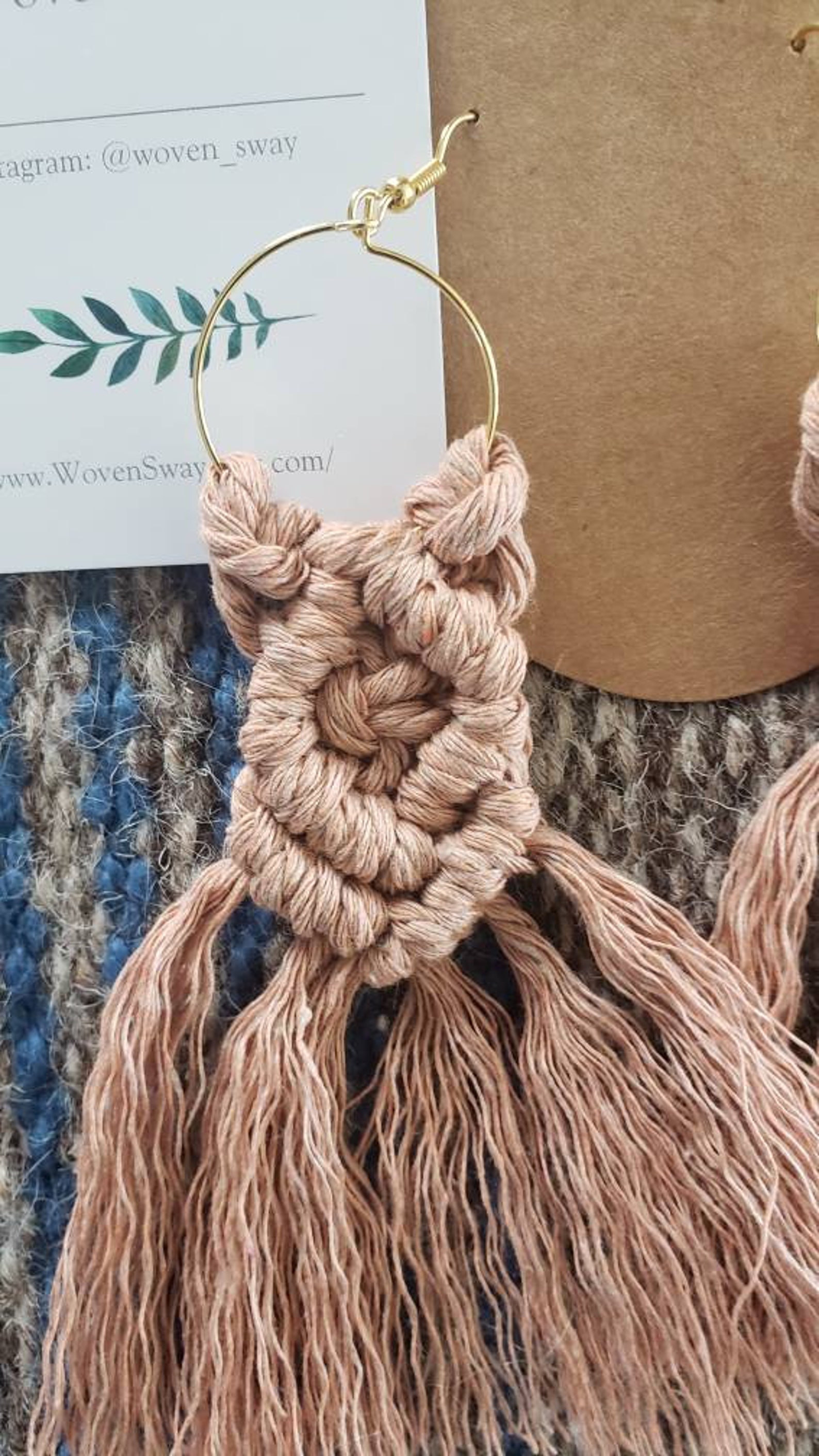 Macrame earrings woven earrings boho earrings boho jewelry Etsy