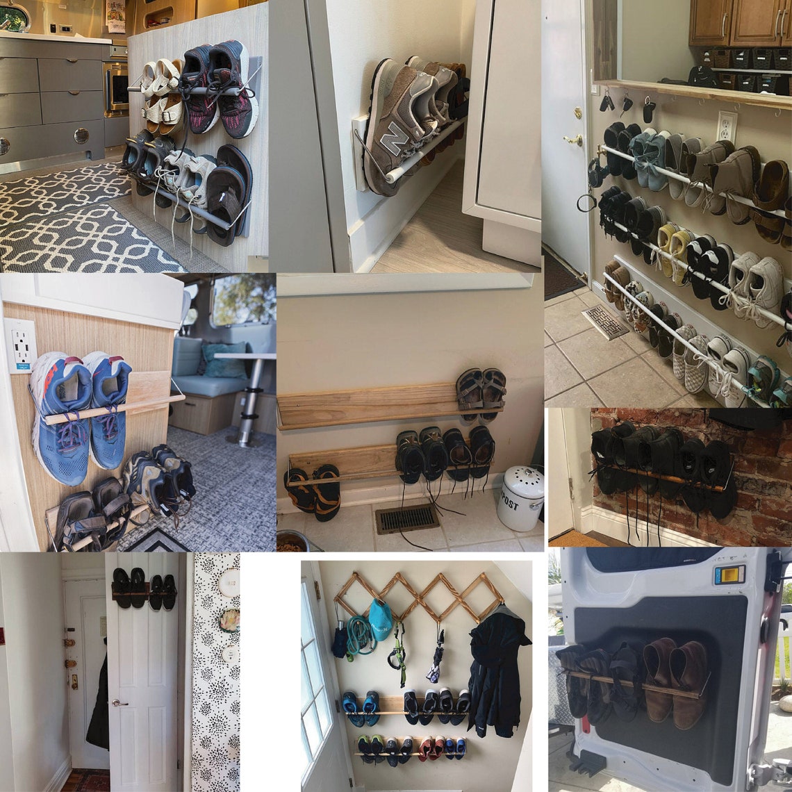 Wall Hanging Shoe Rack With Solid Metal Dowel Shoe Rack Shoe Etsy