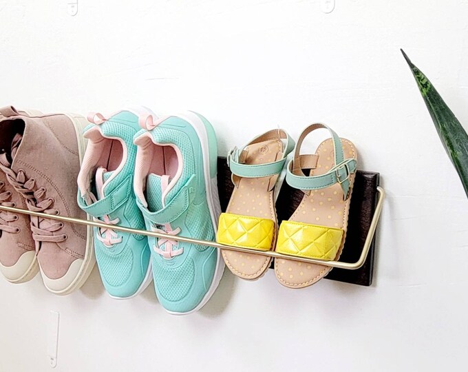 Shoe Rack With Solid Metal Dowel Wall Hanging Shoe Rack Shoe Etsy