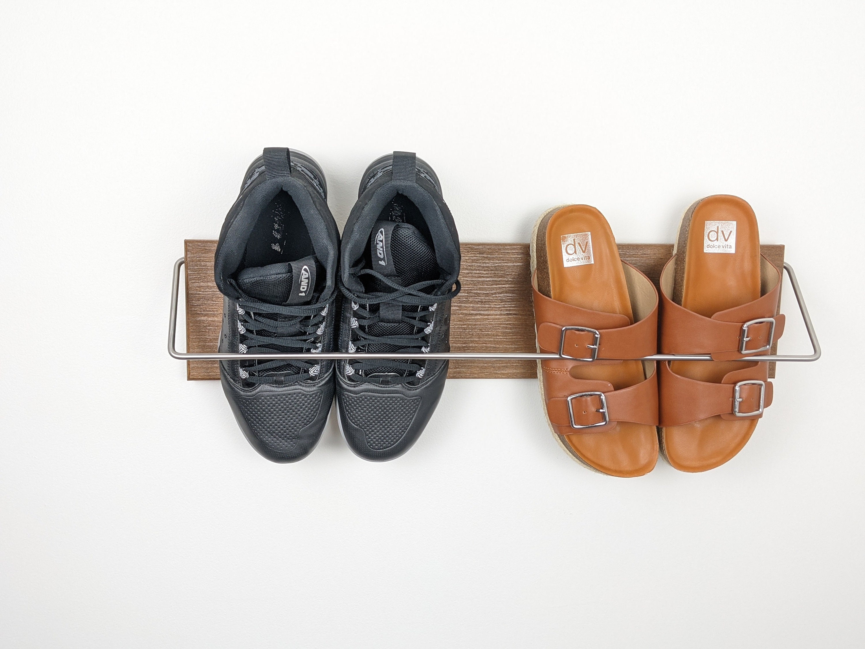 Wall Hanging Shoe Rack With Solid Metal Dowel Shoe Rack Shoe Etsy