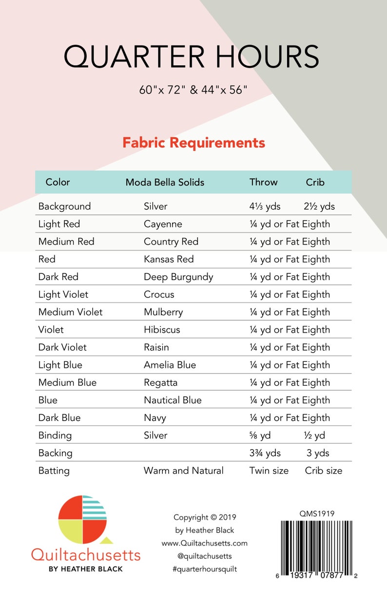 Quarter Hours Quilt Digital Pattern by Heather Black Quiltachusetts Etsy