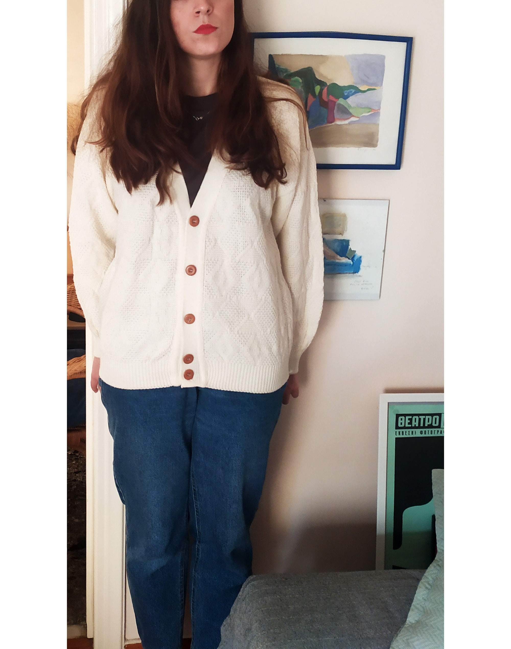 vintage cream cardigan