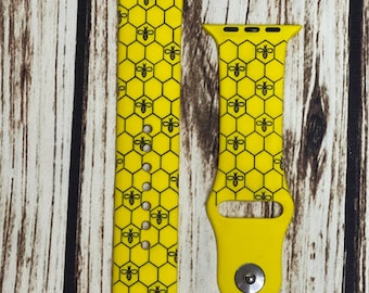 Honeycomb Bee Engraved Watch band