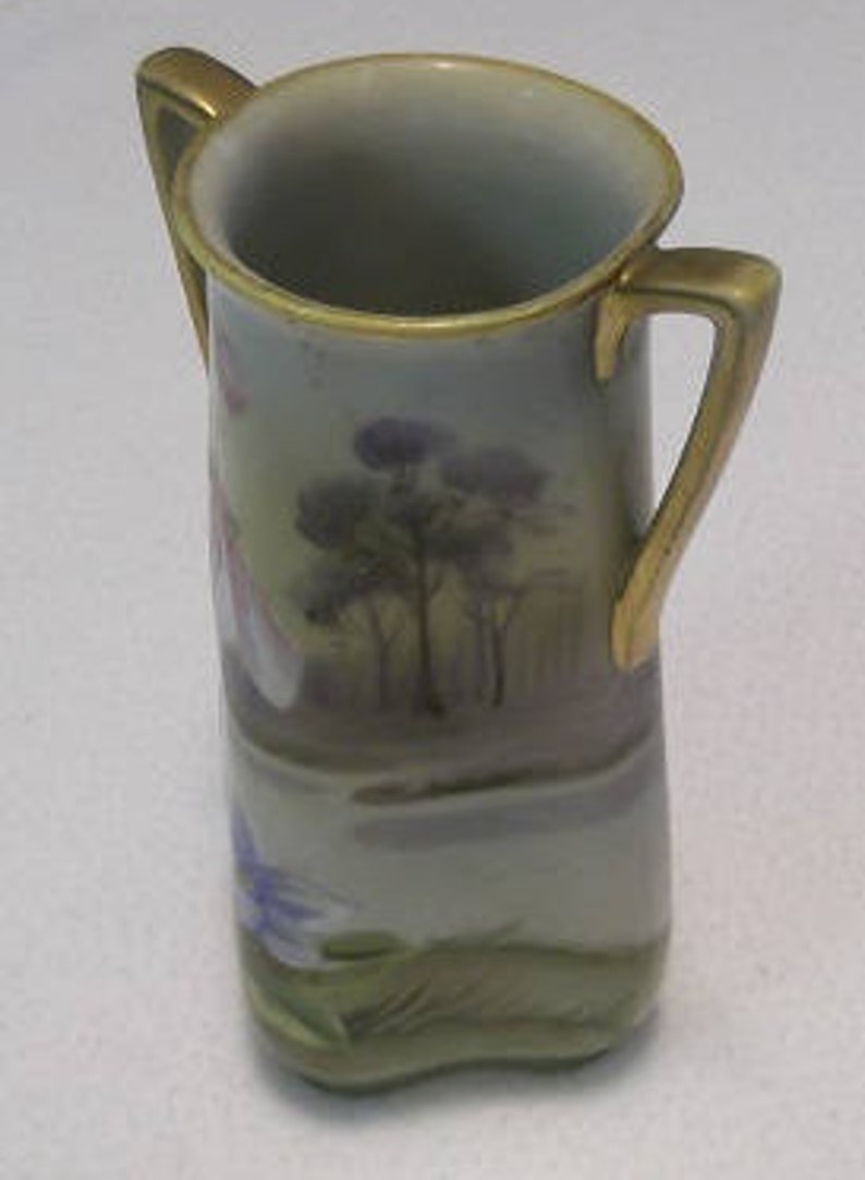 Vintage Japanese Nippon Handpainted Twohandled Vase, Marked by