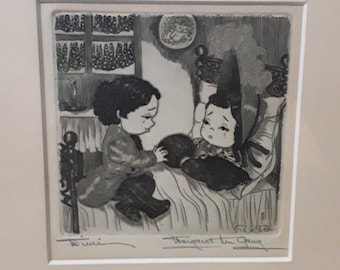 Vintage Original Signed Margaret Ann Gaug Etching Entitled “Mimi”, Scene From La Bohème (Puccini Italian Opera)