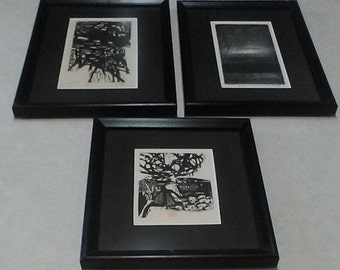 Three Original 1965 Ronald Penkoff Abstract Woodcuts (Two Signed), From "Satyr" Series