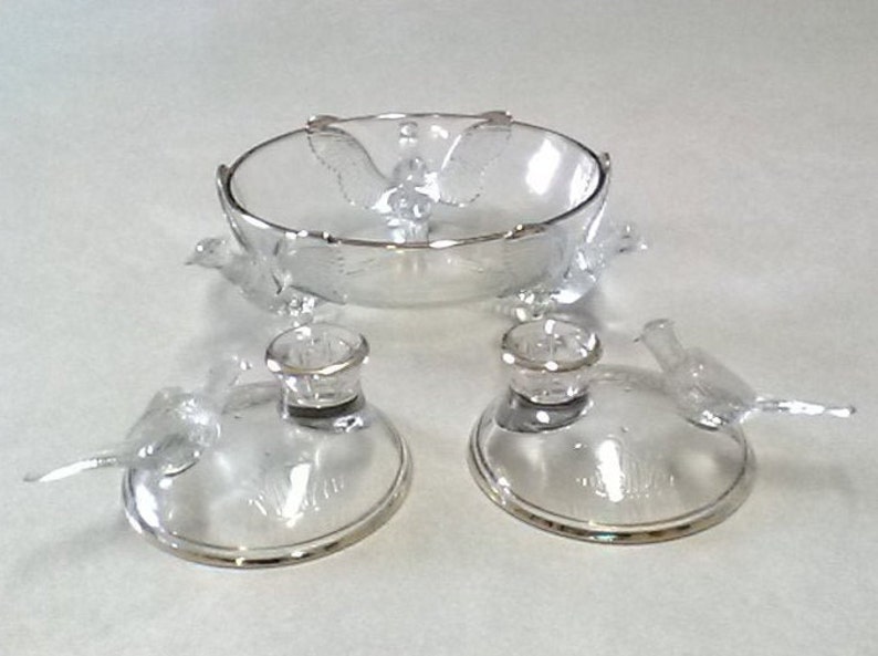 1950s Glass Co. of PA molded Pheasants Centerpiece