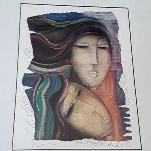 Vintage Long Looi Lee Signed Limited Edition Hand Embellished Offset Lithograph Print, Entitled “Two Girls II”