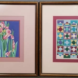 Two Vintage Alice Woodrome Original Quilted Serigraphs/Silkscreens
