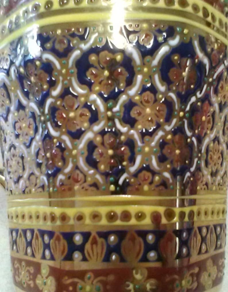 With Hand-Painted Heavy Gold Gilding and Heavy Enamel Beading Flowers /& Other Decorations Vintage Octagon-Shaped Porcelain Teacup