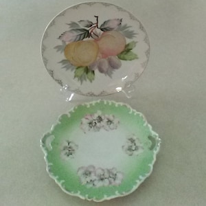 Two Vintage Wheelock Porcelain Plates; One Floral Design (Made In Vienna, Austria) & One With Coralene Glass Beads (Made in Japan)