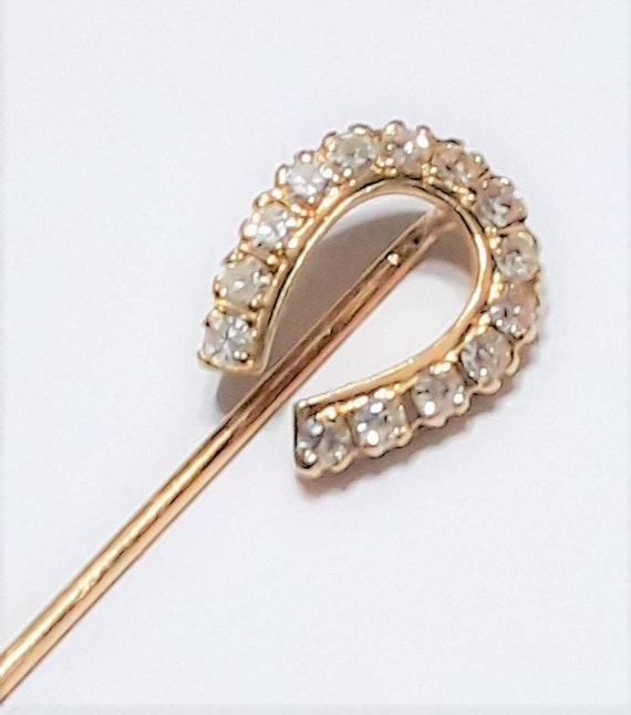 Vintage 14k Yellow Gold and Diamond Lucky Horseshoe Stick Pin Etsy
