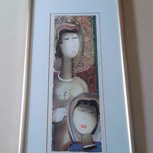 Vintage Long Looi Lee Signed Limited Edition Hand Embellished Offset Lithograph Print, Entitled “Sisters II”