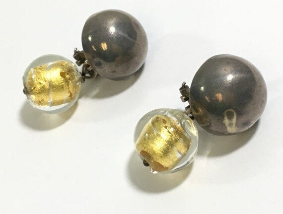 Pair of Vintage Solid Sterling Silver Dome Earrin… - image 1