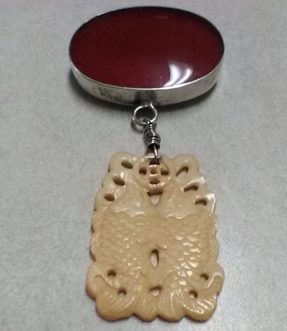 Vintage Mexican Sterling Silver and Carnelian Col… - image 2