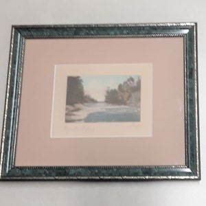 Vintage Charles Henry Sawyer (of New Hampshire) Hand-Colored Photograph of Water, Rocks, and Trees, Entitled “Majestic Nature”