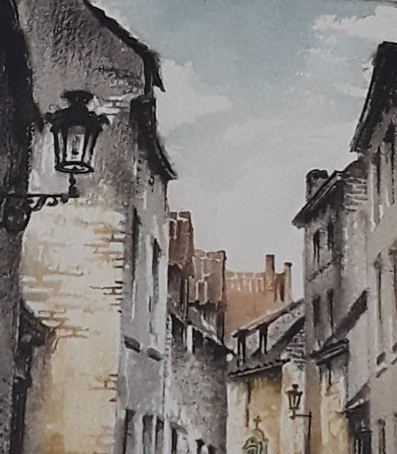 Two Vintage Roger Hebbelinck Original Signed Colored Etchings of Buildings and Streets in Brussels, Belgium, Printed by Stehli Freres image 3