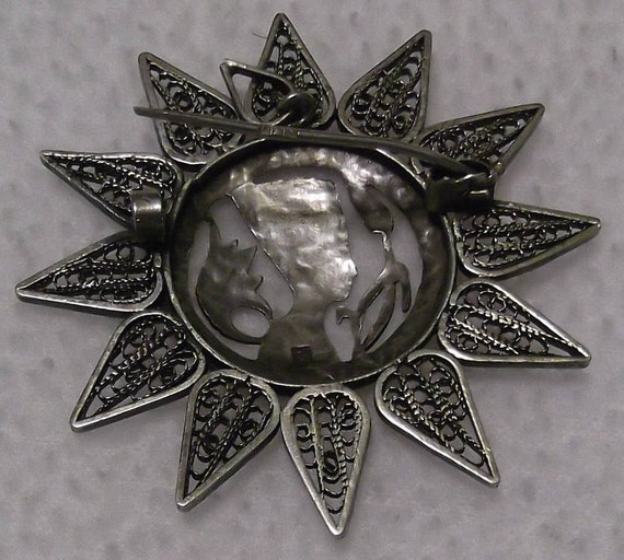 Vintage 800 Silver Egyptian Filigree Brooch/Penda… - image 6