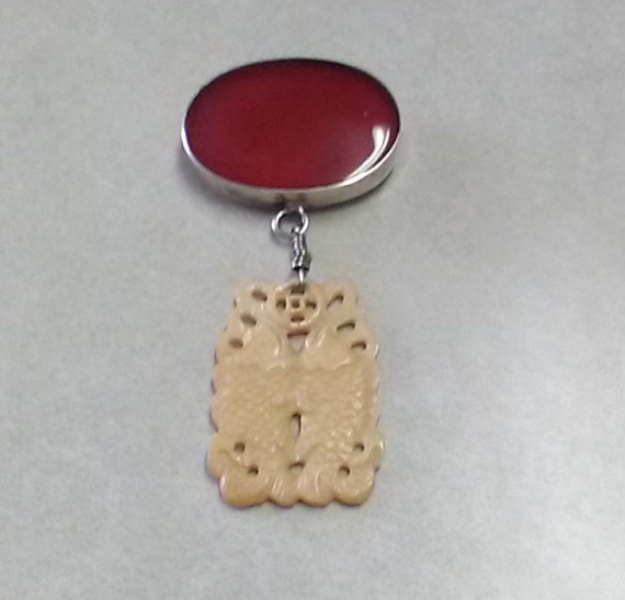 Vintage Mexican Sterling Silver and Carnelian Col… - image 1