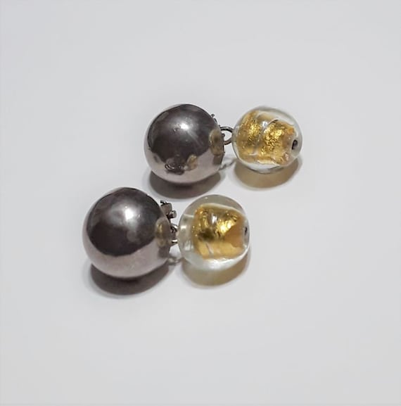 Pair of Vintage Solid Sterling Silver Dome Earrin… - image 2