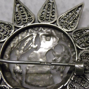 Vintage 800 Silver Egyptian Filigree Brooch/Pendant image 9
