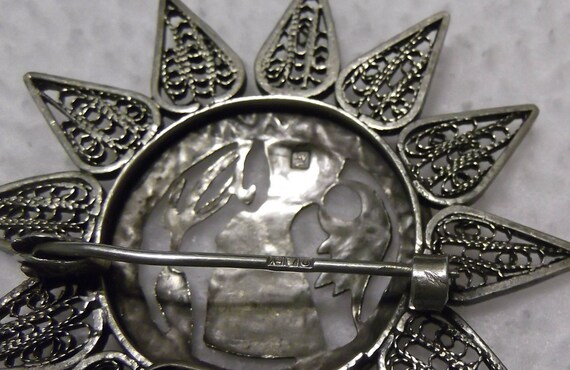 Vintage 800 Silver Egyptian Filigree Brooch/Penda… - image 9
