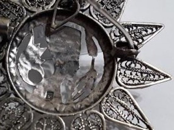 Vintage 800 Silver Egyptian Filigree Brooch/Penda… - image 7