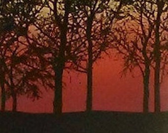 Vintage Robert Ehrlich & Linda Sacco Signed Limited Edition Serigraph/Silkscreen, Entitled “Sunset”