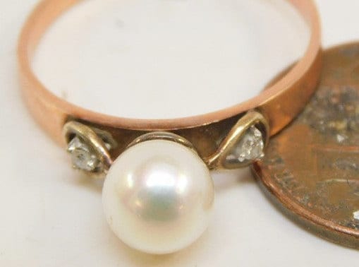 Two Tone Pearl Diamond Ring