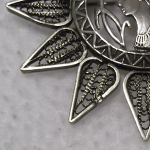 Vintage 800 Silver Egyptian Filigree Brooch/Pendant image 4