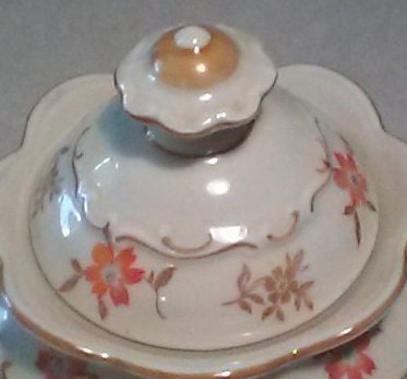 Circa 1945 Schumann Bavaria Hand-painted Porcelain Sugar Dish 