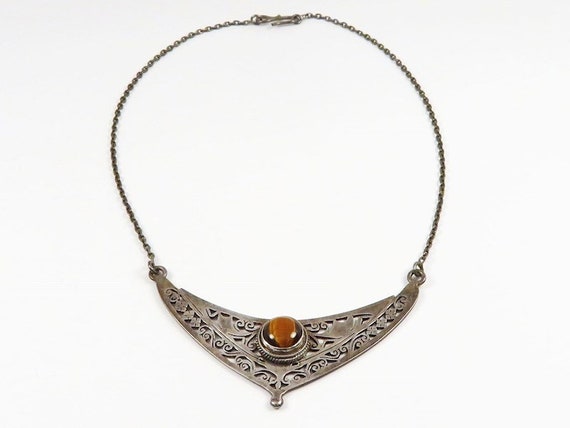Vintage 950 Silver Breastplate-Style Necklace, Wi… - image 2