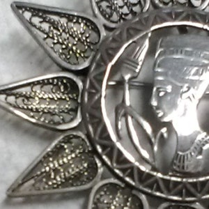 Vintage 800 Silver Egyptian Filigree Brooch/Pendant image 3